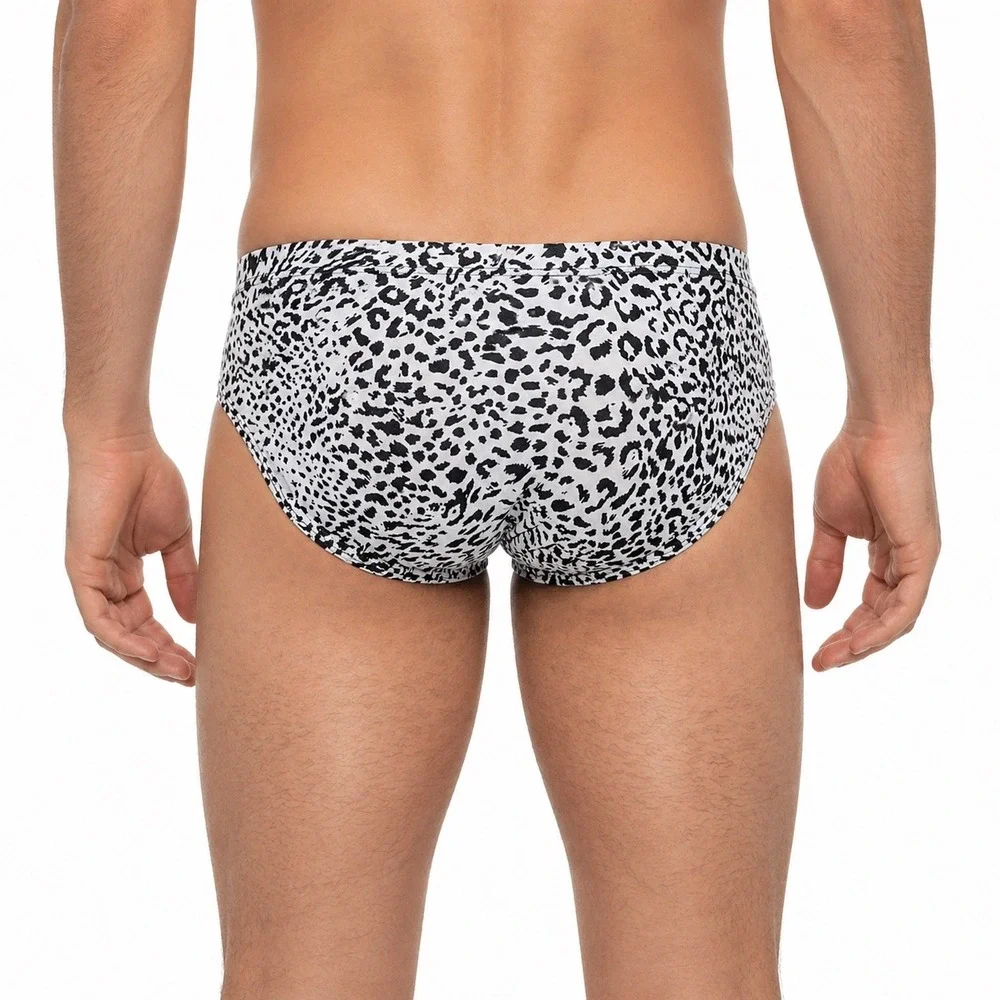 Jockmail Medium (27-30) Leopard Print Brief Black White Low Rise Underwear JM394